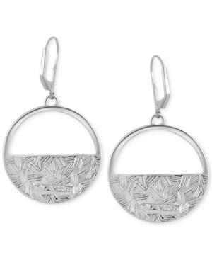 T Tahari Silver-tone Circle Cut-out Drop Earrings