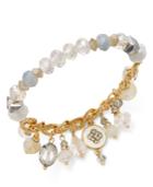 Inc International Concepts Gold-tone White Multi-stone Stretch Charm Bracelet, Only At Macy's