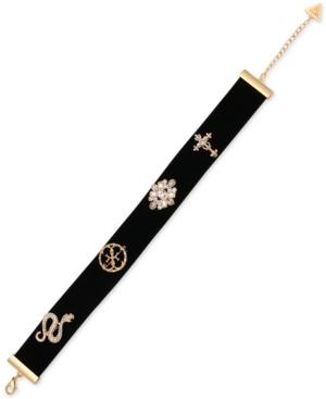 Guess Gold-tone Interchangeable Pin Velvet Choker Necklace