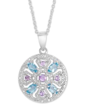 Multi-gemstone (1-1/3 Ct. T.w.) & Diamond Accent 18 Pendant Necklace In Sterling Silver