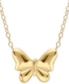 Polished Butterfly Pendant Necklace In 10k Gold