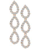 Giani Bernini Cubic Zirconia Pave Triple Drop Earrings In Sterling Silver And 18k Rose Gold-plated Sterling Silver, Created For Macy's