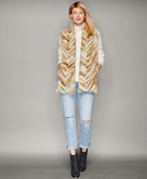 The Fur Vault Coyote Fur Chevron-striped Vest