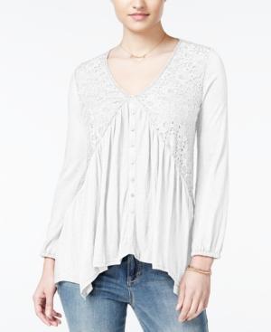 American Rag Lace Handkerchief-hem Peasant Top, Only At Macy's