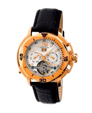 Heritor Automatic Lennon Rose Gold & Silver Leather Watches 45mm