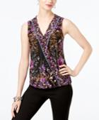 Inc International Concepts Printed Surplice Sleeveless Top, Created For Macy's