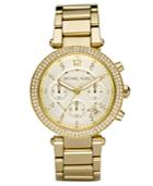 Michael Kors Watch, Women's Chronograph Parker Gold Ion Plated Stainless Steel Bracelet 39mm Mk5354