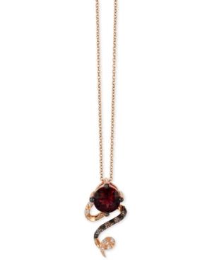 Le Vian Chocolatier Rhodolite Garnet (1-1/5 Ct. T.w.) And Diamond Accent Pendant Necklace In 14k Rose Gold