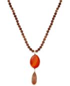 Paul & Pitu Naturally Gold-tone Rust-colored Stones Beaded Pendant Necklace