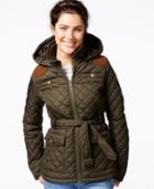 Krush Hooded Belted Quilted Jacket