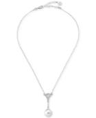 Majorica Sterling Silver Pave & Imitation Pearl Pendant Necklace, 16-1/2+ 2 Extender