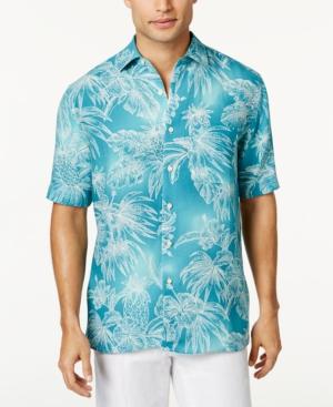 Tasso Elba Men's Silk & Linen Tropical Foliage Shirt, Only At Macy's