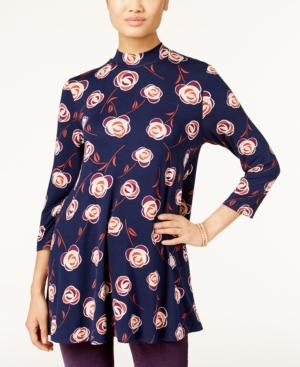 Style & Co. Floral-print Mock-neck Top, Only At Macy's