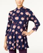 Style & Co. Floral-print Mock-neck Top, Only At Macy's