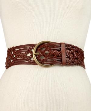 Fossil Belt, Wide Woven Leather Waist Belt