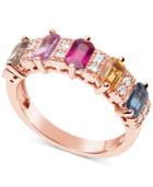 Sapphire (3-1/6 Ct. T.w.) And Diamond (1/6 Ct. T.w.) Ring In 14k Rose Gold