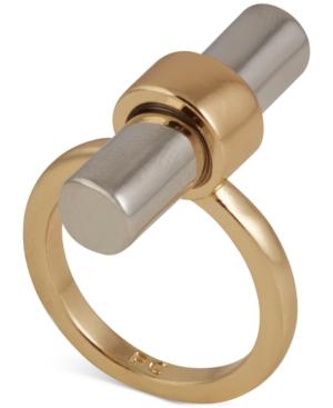 French Connection Rose Gold-tone Silver Colored Tube Ring
