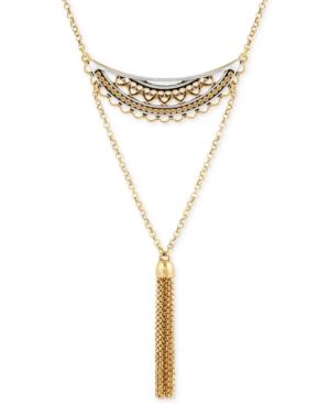Lucky Brand Two-tone Filigree & Tassel Pendant Necklace