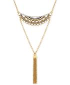 Lucky Brand Two-tone Filigree & Tassel Pendant Necklace