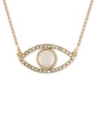 Rachel Rachel Roy Gold-tone Pave White Stone Eye Pendant Necklace