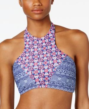 Hula Honey Moon Stars Printed High-neck Bikini Top Women's Swimsuit