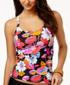 Island Escape Summer Of Love Floral-print Strappy Tankini Top Women's Swimsuit