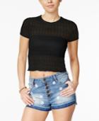 American Rag Sheer Cropped Lace T-shirt, Only At Macy's
