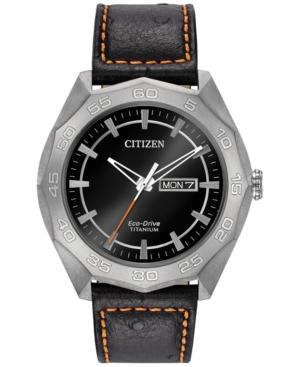 Citizen Men's Eco-drive Black Leather Strap Watch 44mm Aw0060-03e
