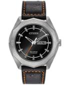 Citizen Men's Eco-drive Black Leather Strap Watch 44mm Aw0060-03e