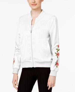 Joseph A Embroidered Satin Bomber Jacket