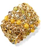 Style & Co Gold-tone Yellow Bead Woven Stretch Bracelet