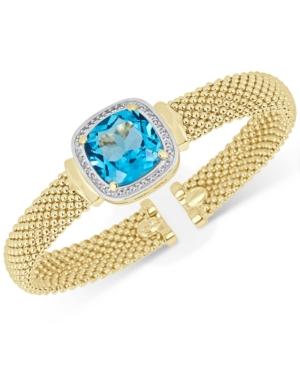 Swiss Blue Topaz (12-1/2 Ct. T.w.) & White Topaz (1/3 Ct. T.w.) Mesh Bracelet In 14k Gold-plated Sterling Silver