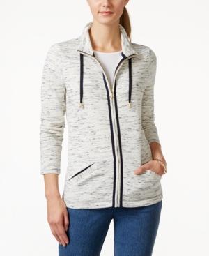 Charter Club Petite Long-sleeve Front-zip Jacket, Only At Macy's