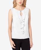 Tahari Asl Ruffled Keyhole Top, Regular & Petite