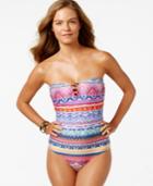 Jessica Simpson Printed Lace-up One-piece Swimsuit Women's Swimsuit