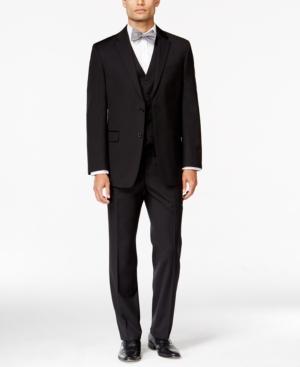 Tommy Hilfiger Black Textured Slim-fit Vested Suit