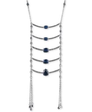 Carolee Silver-tone Stone Ladder Necklace