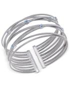 Swiss Blue Topaz Multi-row Cuff Bracelet (3/4 Ct. T.w.) In Sterling Silver
