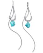 Silver-tone Turquoise-look Stone And Bead Dangle Earrings