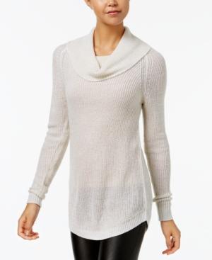 Bcx Juniors' Metallic-knit Cowl-neck Sweater