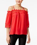 Bcx Juniors' Crochet-trim Off-the-shoulder Top