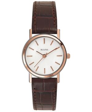 Bulova Women's Brown Leather Strap Watch 25mm 98v31