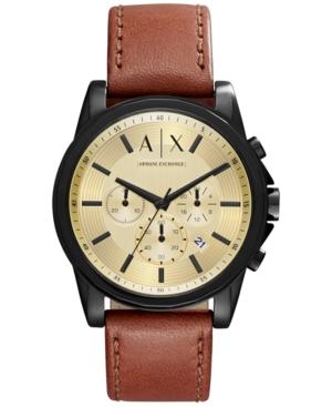 Ax Armani Exchange Men's Chronograph Outerbanks Dark Brown Leather Strap Watch 44mm Ax2511