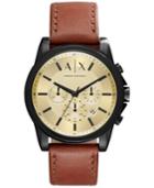Ax Armani Exchange Men's Chronograph Outerbanks Dark Brown Leather Strap Watch 44mm Ax2511