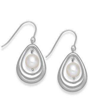 Cultured Freshwater Pearl Teardrop Earrings In Sterling Silver (8mm)