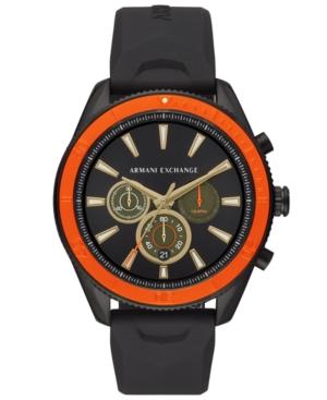 Ax Armani Exchange Men's Chronograph Enzo Black Silicone Strap Watch 44mm