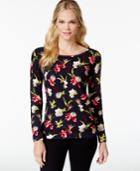 Charter Club Long-sleeve Floral-print Top, Only At Macy's