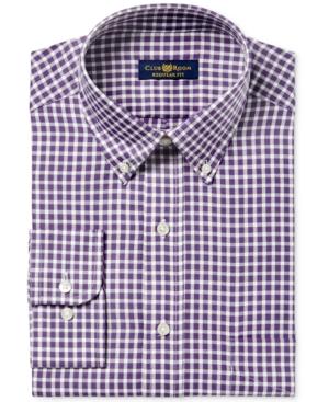 Club Room Men's Classic/regular Fit Twill Block Check Dress Shirt, Created For Macy's