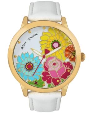 Betsey Johnson Women's White Faux Leather Strap Watch 44mm Bj00280-28