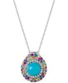 Le Vian Robin's Egg Turquoise (3-1/10 Ct. T.w.) And Multi-sapphire (1 Ct. T.w.) Pendant Necklace In 14k White Gold